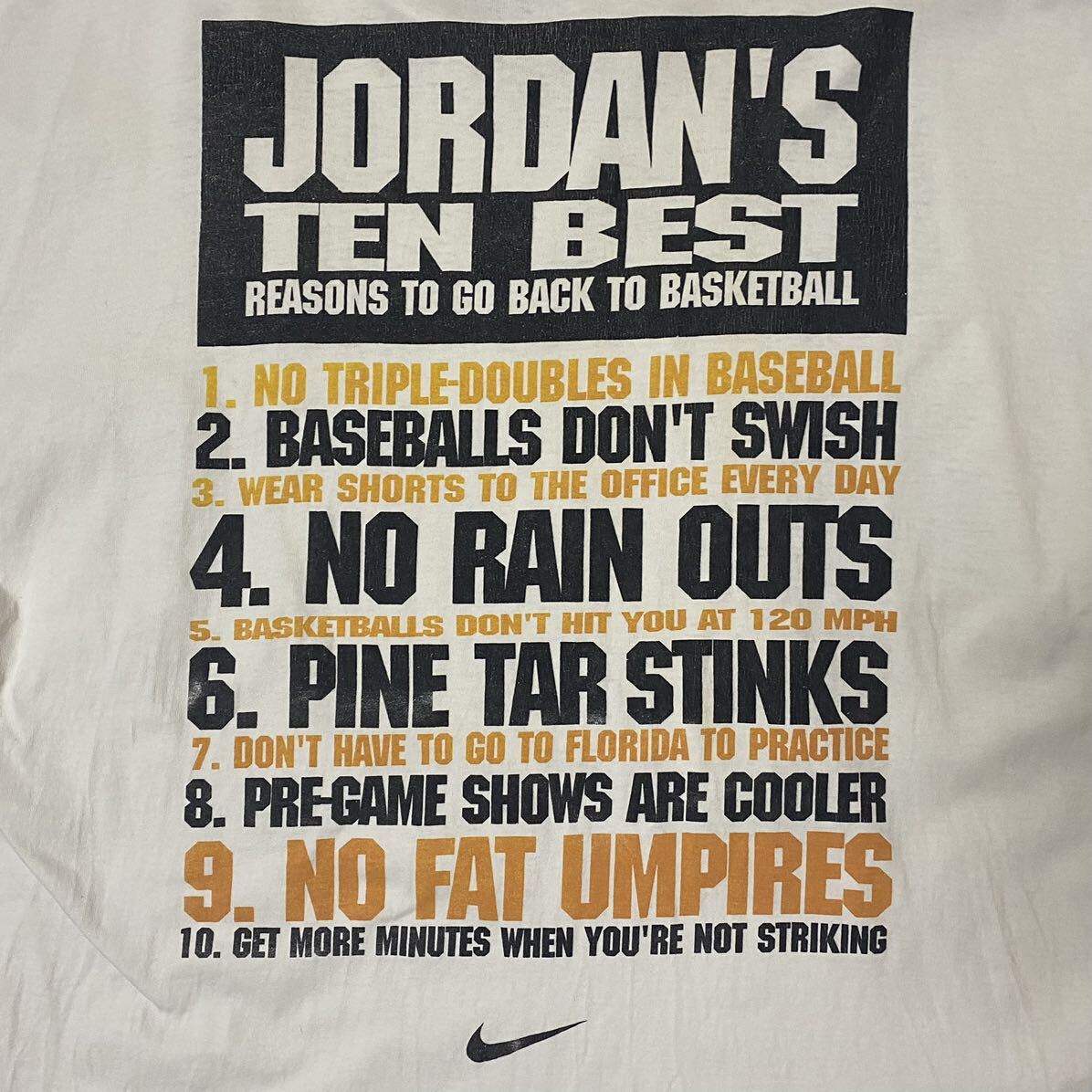 希少 90s USA製 NIKE JORDAN'S TEN BEST Tシャツ_画像4