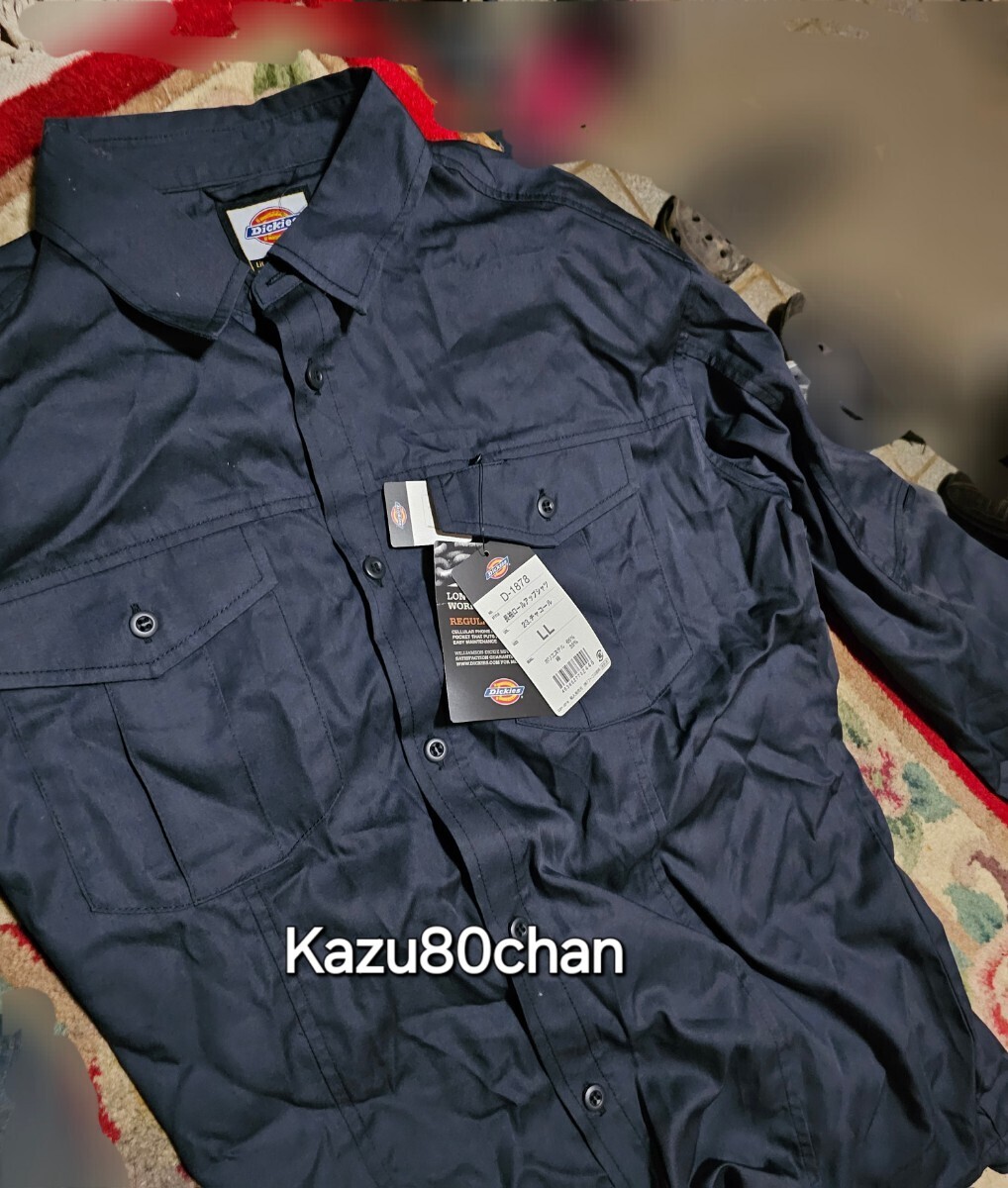 (未使用) ディッキーズ(Dickies) 長袖ロールアップシャツ D-1878 LLサイズ 23 チャコール色 上着作業着 作業服の画像3