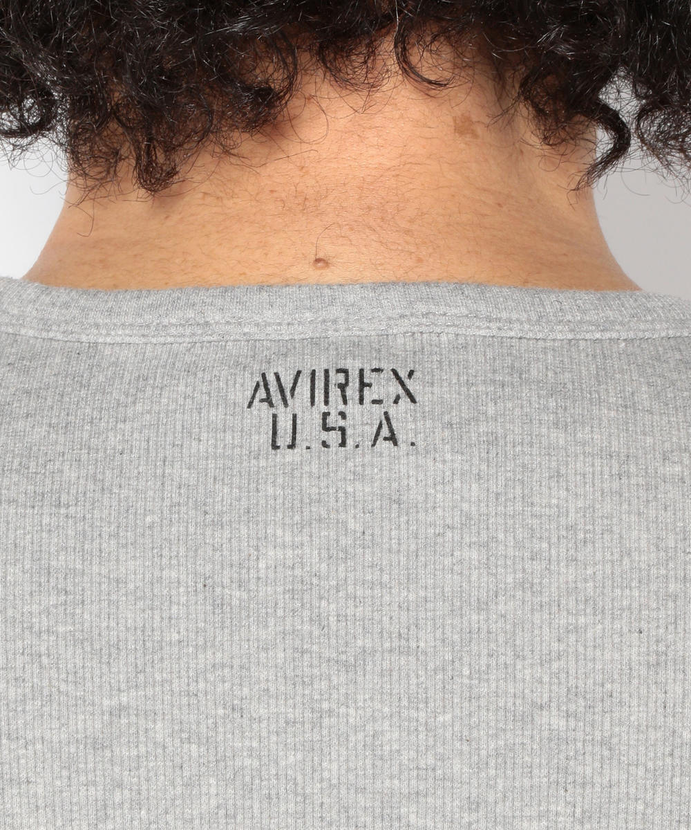 AVIREX デイリー 長袖 クルーネック Tシャツ グレー Lサイズ / リブ DAILY ウェア 灰色 ロングスリーブ アヴィレックス 丸首 ロンT_画像7