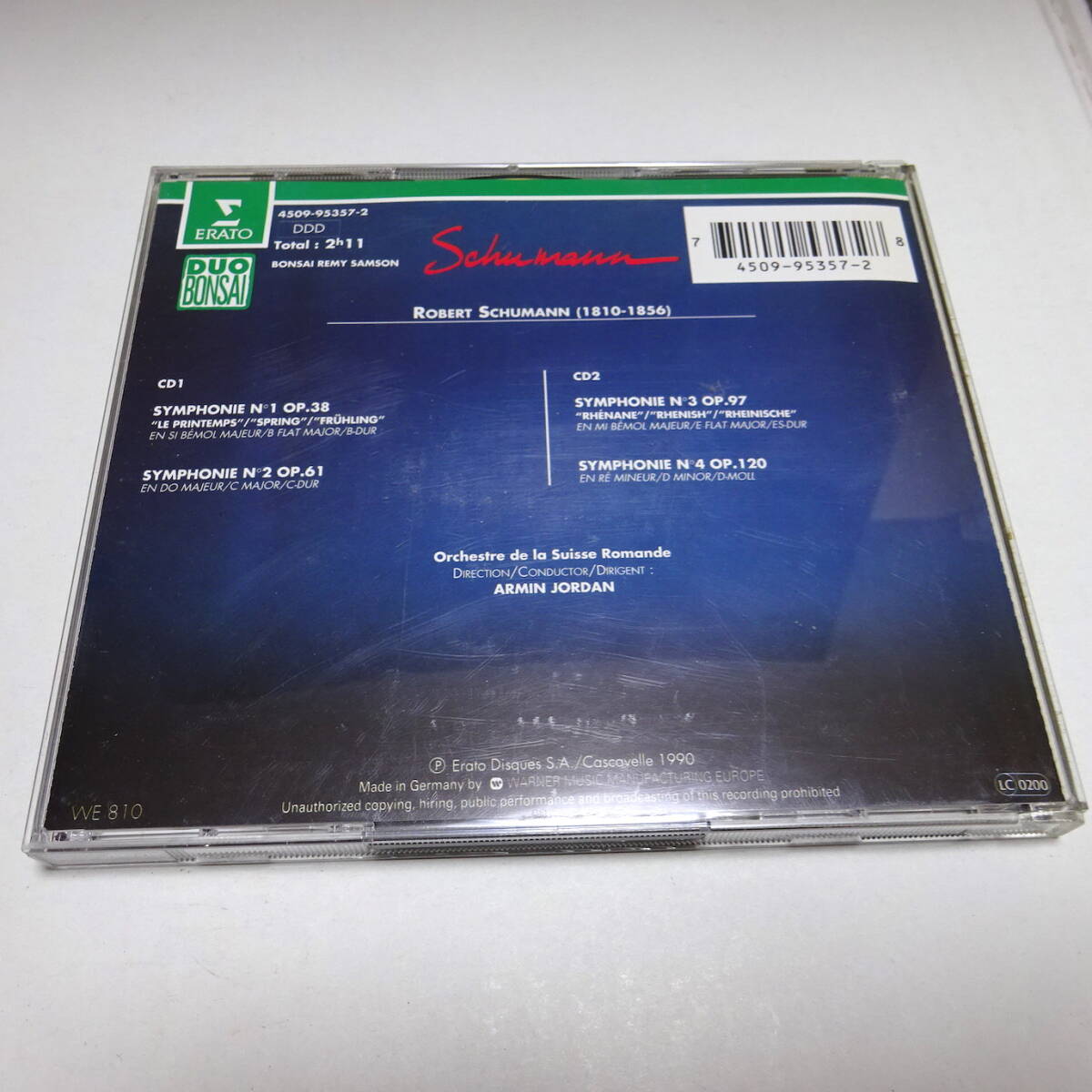 輸入盤/2CD/日本語解説付「シューマン：交響曲全集（第1番～第4番）」ジョルダン＆スイス・ロマンド管_画像2