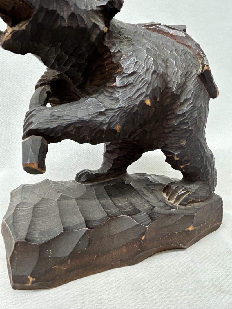 【慈光】263　木彫熊　熊　くま　彫刻　鮭背負い　木彫り熊　アイヌ北海道民芸品　_画像8