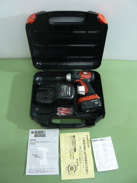 518◆BLACK&DECKER 12V コードレスインパクト ドライバー SX5000 SX5120 急速充電器 、バッテリー、ケース付き◆動作品◆A