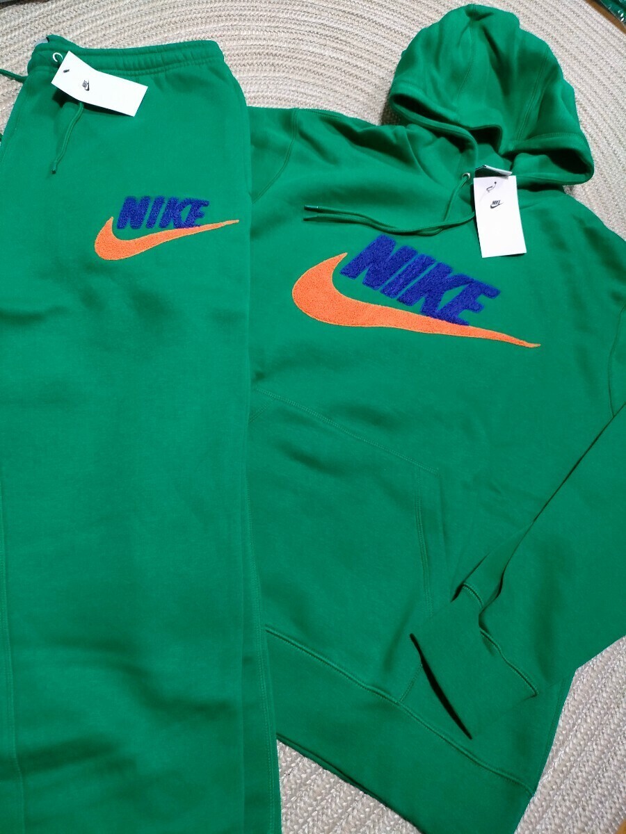 新品 定価21010 NIKE ワッフルロゴ スウェット セットアップ グリーン 緑 L ナイキ 上下 ナイキ メンズ パーカー パンツ_画像1