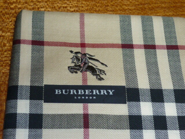 ⅰ84* не использовался *BURBERRY( Burberry )* носовой платок * бежевый проверка, шланг вышивка *48 см * подробности. запись документ .**