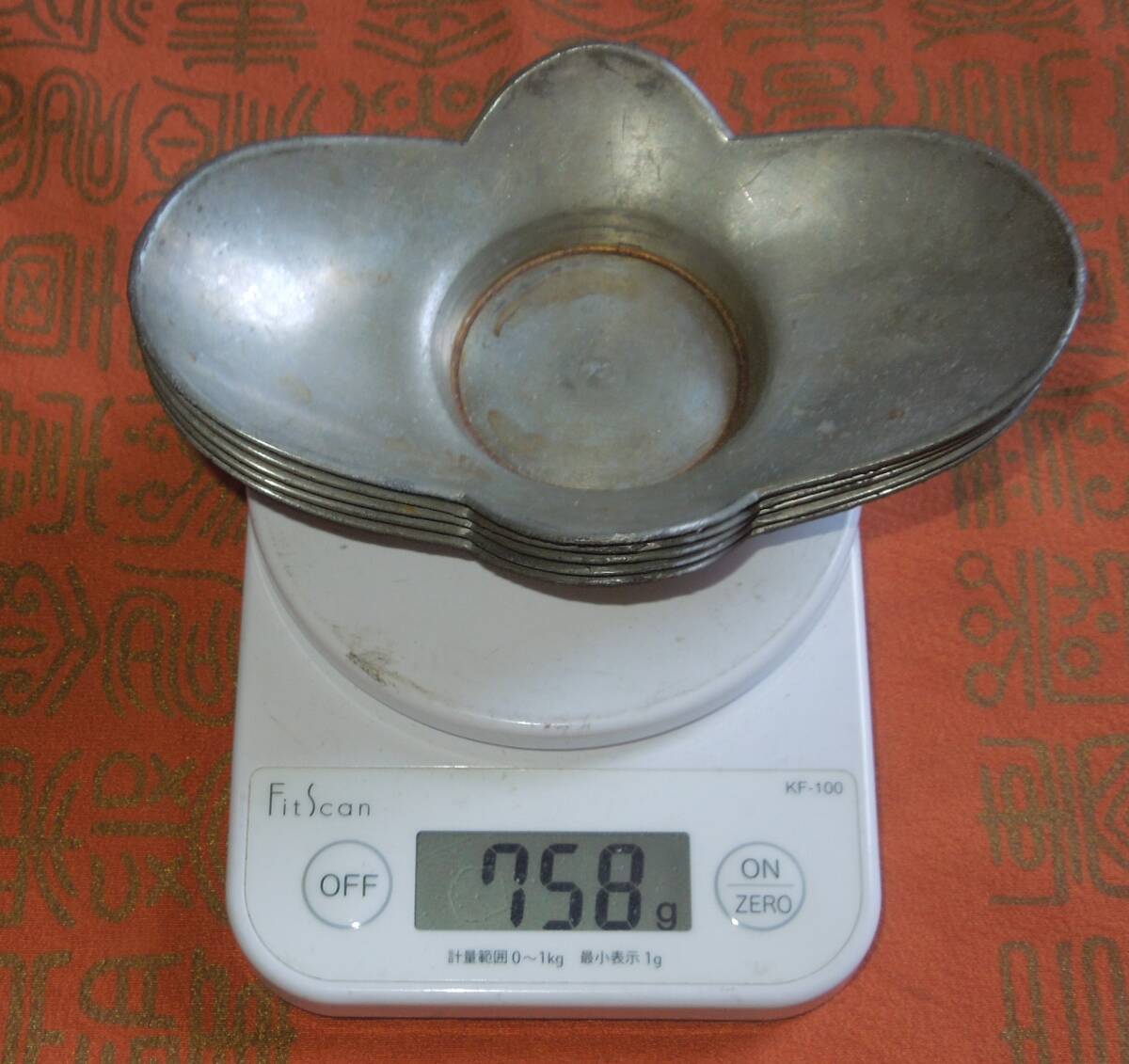 煎茶道具　錫・古錫　茶托　大型　　約１5cm×９.5cm_画像2
