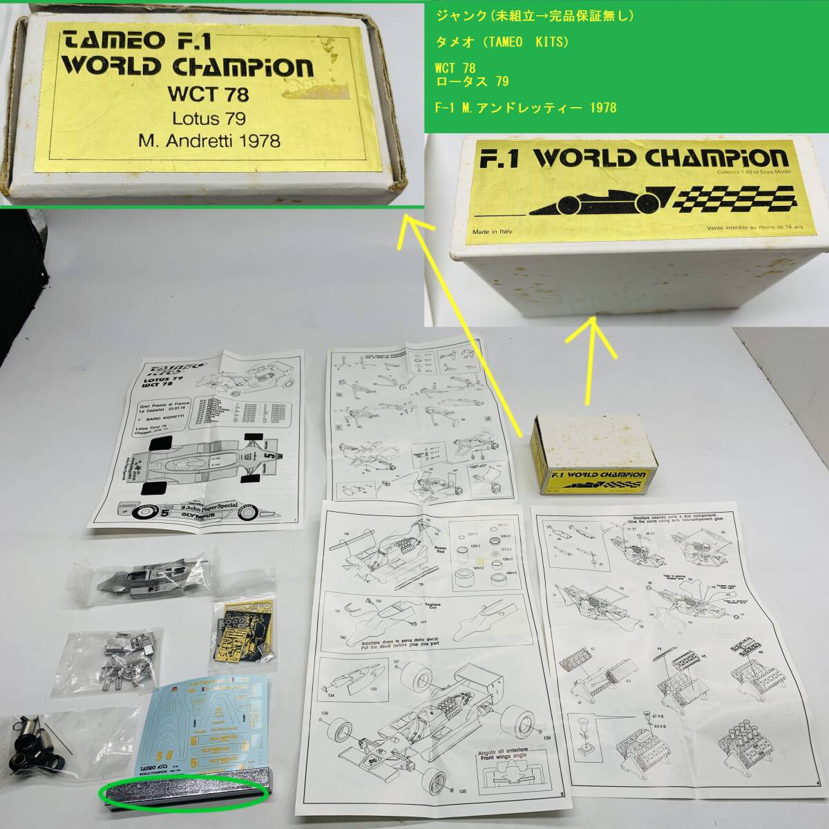 希少 ジャンク タメオ（TAMEO KITS） WCT 78 ロータス 79 F-1 M.アンドレッティー 1978 1/43 メタルキット LOTUS M. Andrettiの画像1