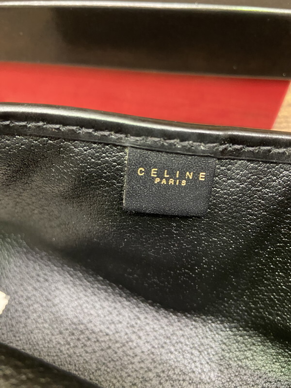 S-82◆1円～◆未使用？CELINE マカダム ポーチ ビンテージ セリーヌ フラップタイプ 箱付