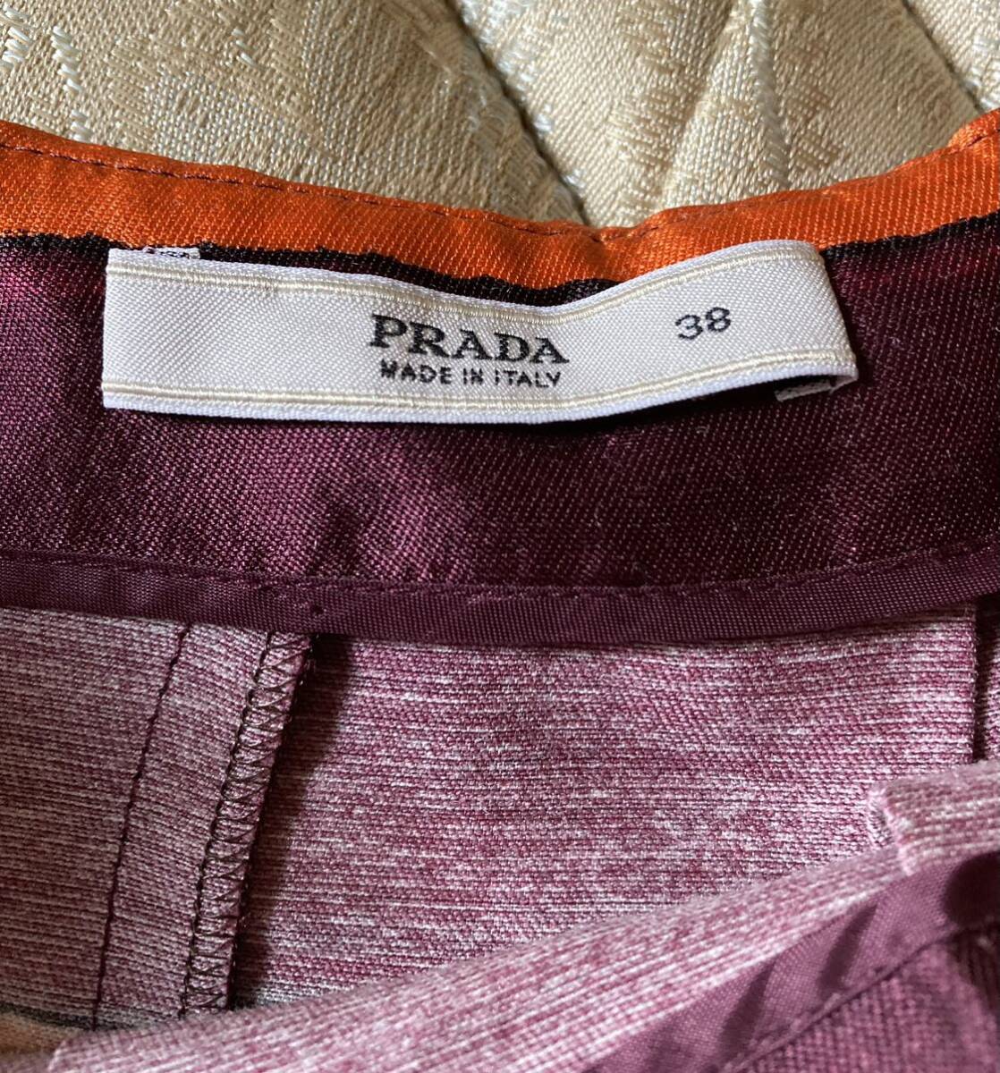 PRADA Prada шелк жесткий ta юбка в складку 38 окантовка One-piece flair юбка 