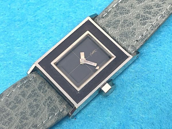 * Vintage Yves Saint Laurent Eve sun rolan YSL hand winding wristwatch / rectangle / operation goods 
