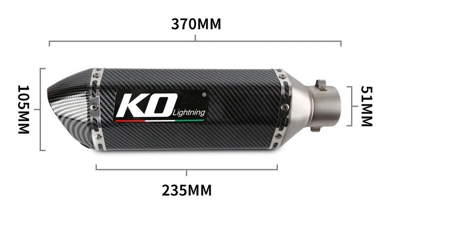 KO Lightning / carbon look slip-on muffler / Piaggio / Beverly 125 300 / MP3 125 250 300 / X10 125