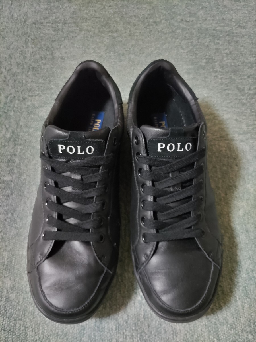 POLO Ralph Lauren ブラック レザー ローカットスニーカー 27.5cm 美中古品 箱なしの画像1