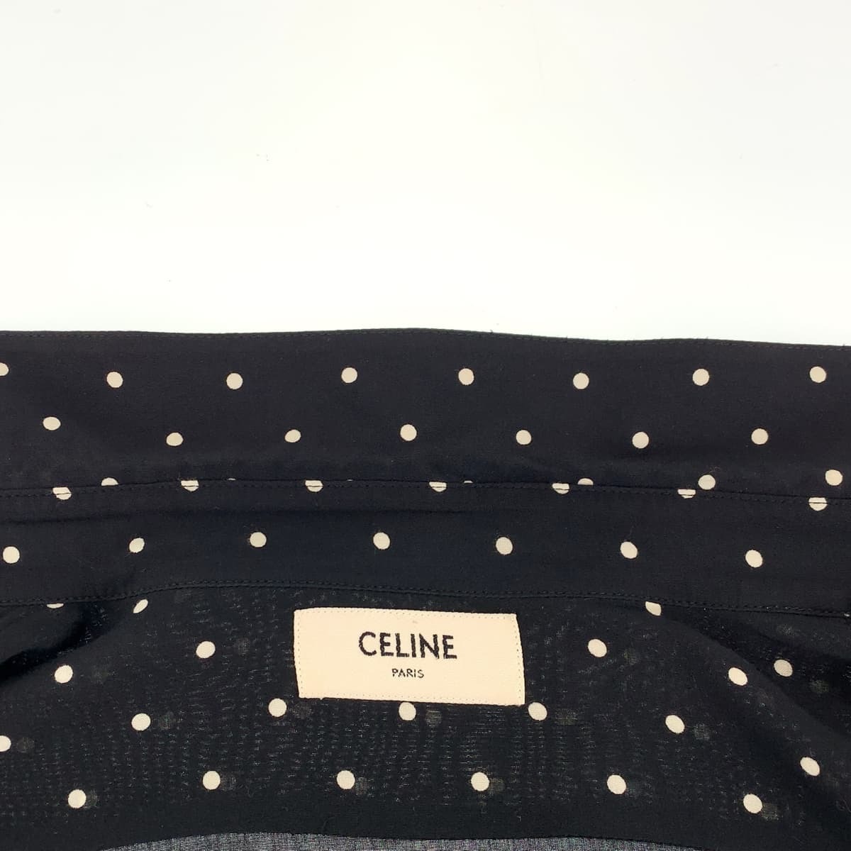 CELINE セリーヌ ジョーゼットクラッシックシャツ サイズ39 ブラック 黒 ホワイト 白 レーヨン 2C091171D 長袖シャツ レディース 404489_画像6