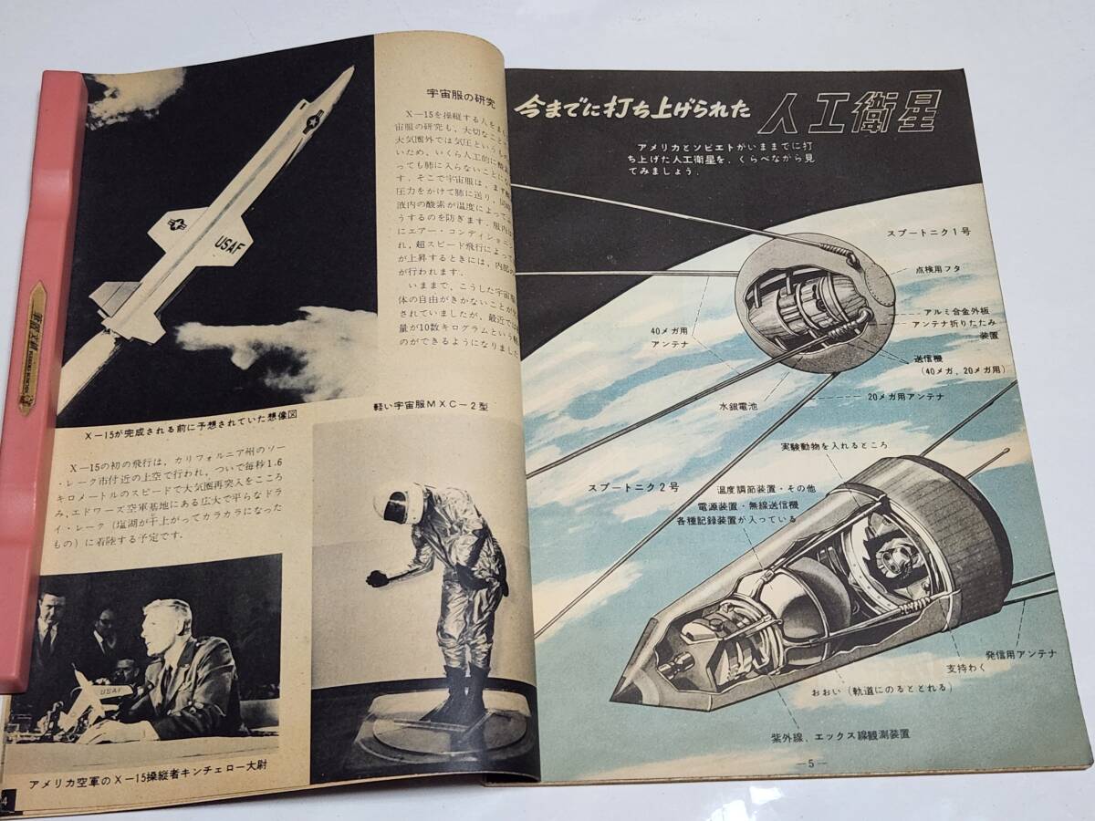 ６４ 昭和34年1月号 子供の科学付録 宇宙旅行・人工衛星・原子力のぎもん 空飛ぶ円盤についての7紋 人間ロケットXー15の画像5