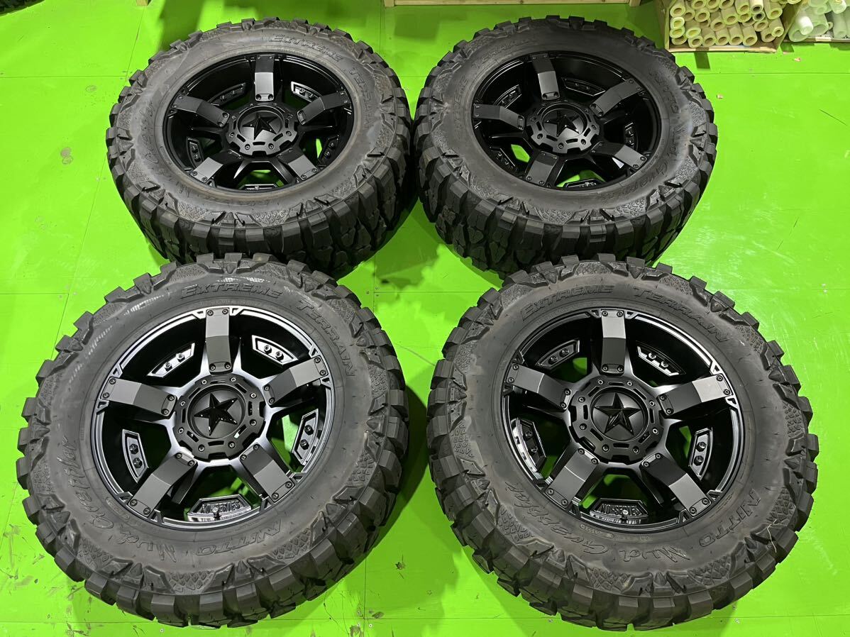 100系ランクルで使用。KMCロックスターⅡXDシリーズ9J x20 ET-8 PCD150 139.7 x5 NITTO Mud Grappler 35x12.5R20 LT 2021年製_画像1