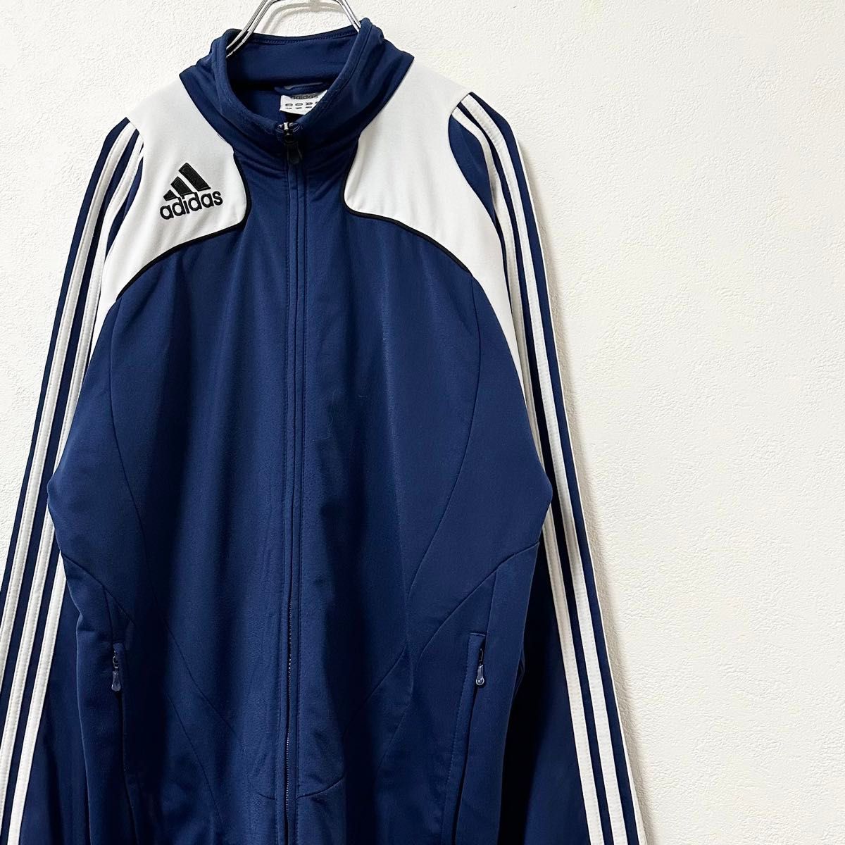 美品★00s★adidas/アディダス★ジャージ★トラックジャケット★レトロ★ネイビー×ホワイト/紺白★L