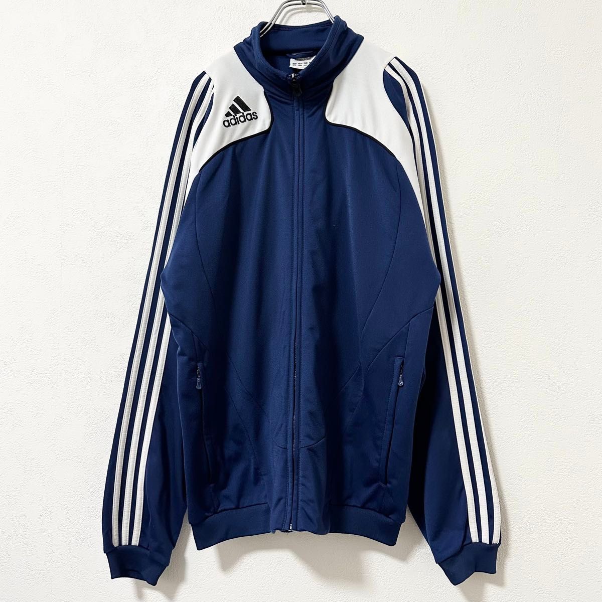 美品★00s★adidas/アディダス★ジャージ★トラックジャケット★レトロ★ネイビー×ホワイト/紺白★L