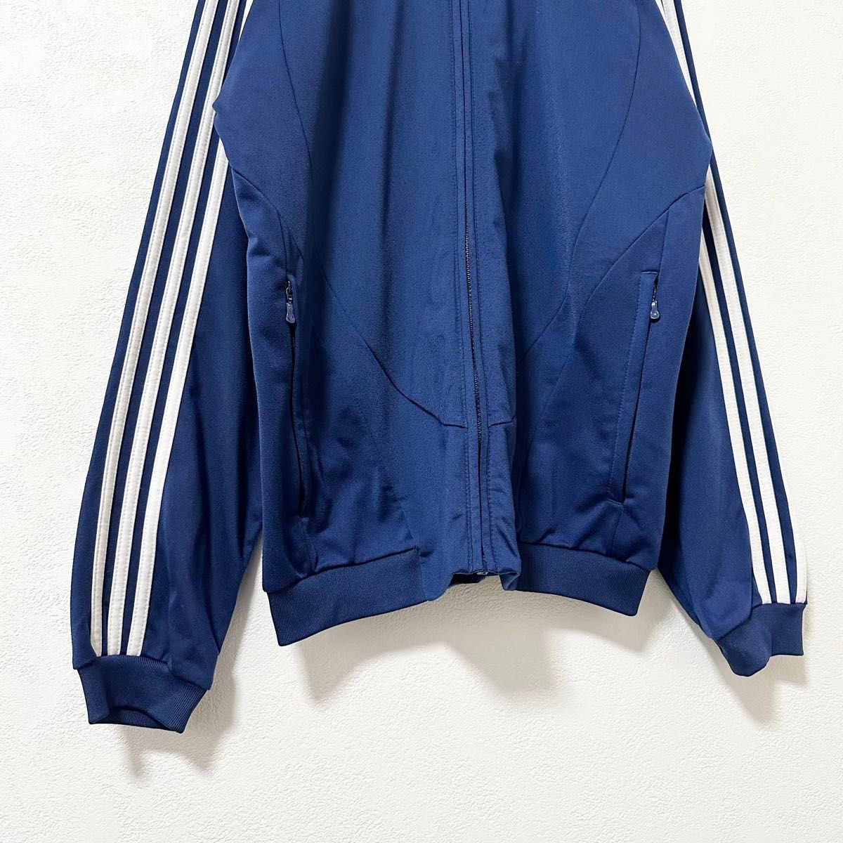 美品★00s★adidas/アディダス★ジャージ★トラックジャケット★レトロ★ネイビー×ホワイト/紺白★L