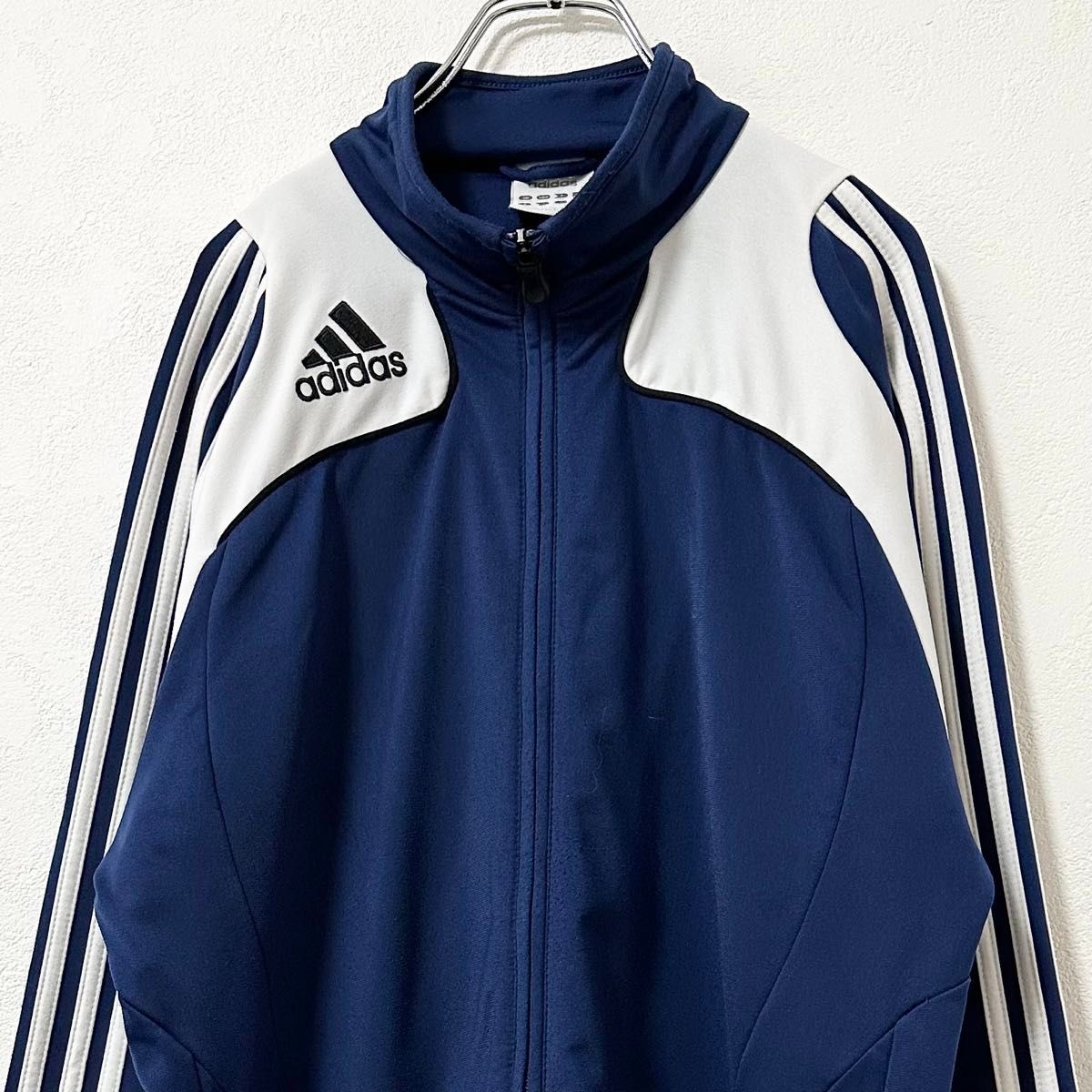 美品★00s★adidas/アディダス★ジャージ★トラックジャケット★レトロ★ネイビー×ホワイト/紺白★L