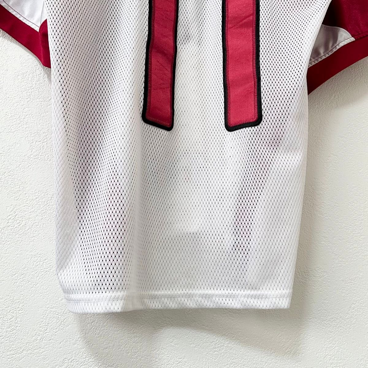 美品★Reebok/リーボック★NFL Cardinals/カージナルス★ゲームシャツ★ユニフォーム★メッシュ★レッド/赤白★L