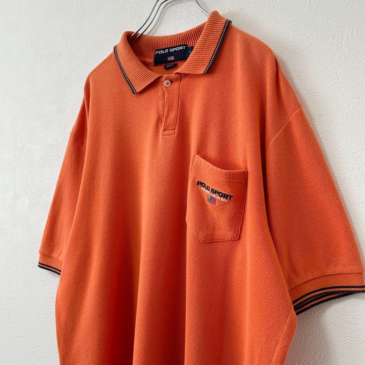 美品★90s★PoloSport/ポロスポーツ★RalphLauren/ラルフローレン★半袖ポロシャツ★オレンジ★L〜XL相当