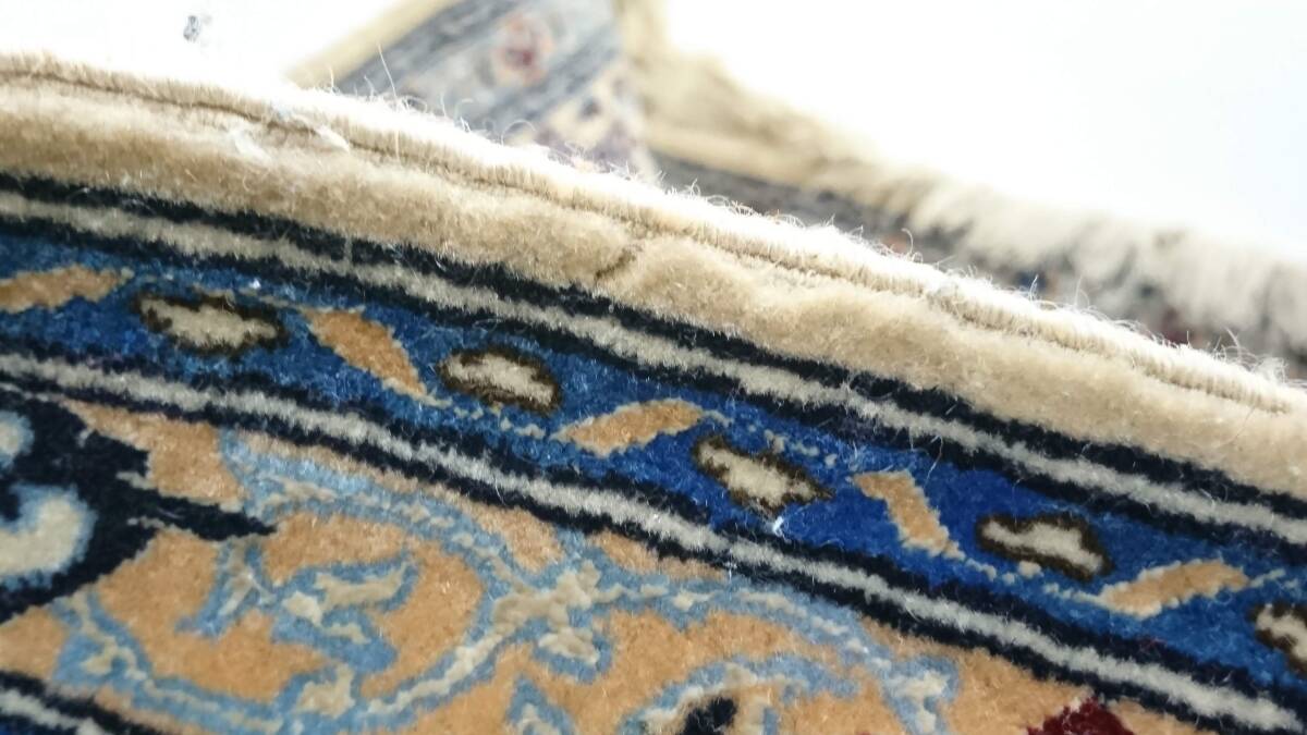 【USED品】イラン製 Nin ナイン メダリオン柄 フリンジ付き ウール絨毯/約275×170cm/毛100%/ラグ/カーペット/インテリア/17-06KO041615の画像7