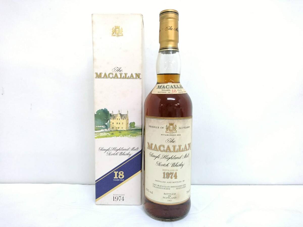 【コレクション放出品】The Macallan ザ マッカラン 18年 1974 スコッチウイスキー/43度/700ml/旧ボトル/ヴィンテージ/6-01YZ040601の画像1