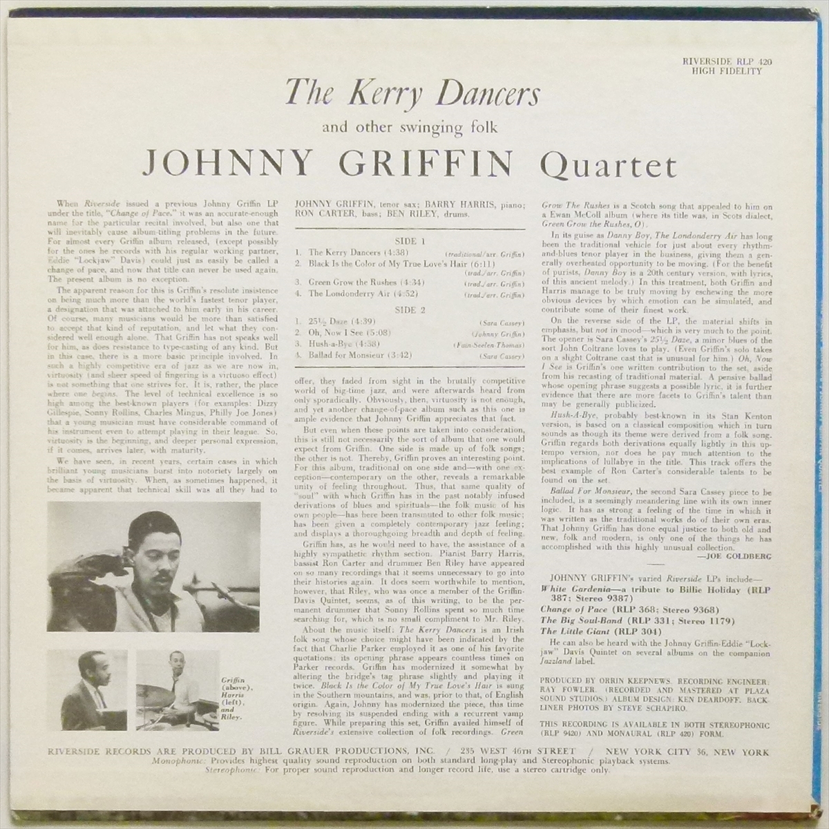 【オリジナル≪mono≫】THE KERRY DANCERS / Johnny Griffin Quartet_画像4