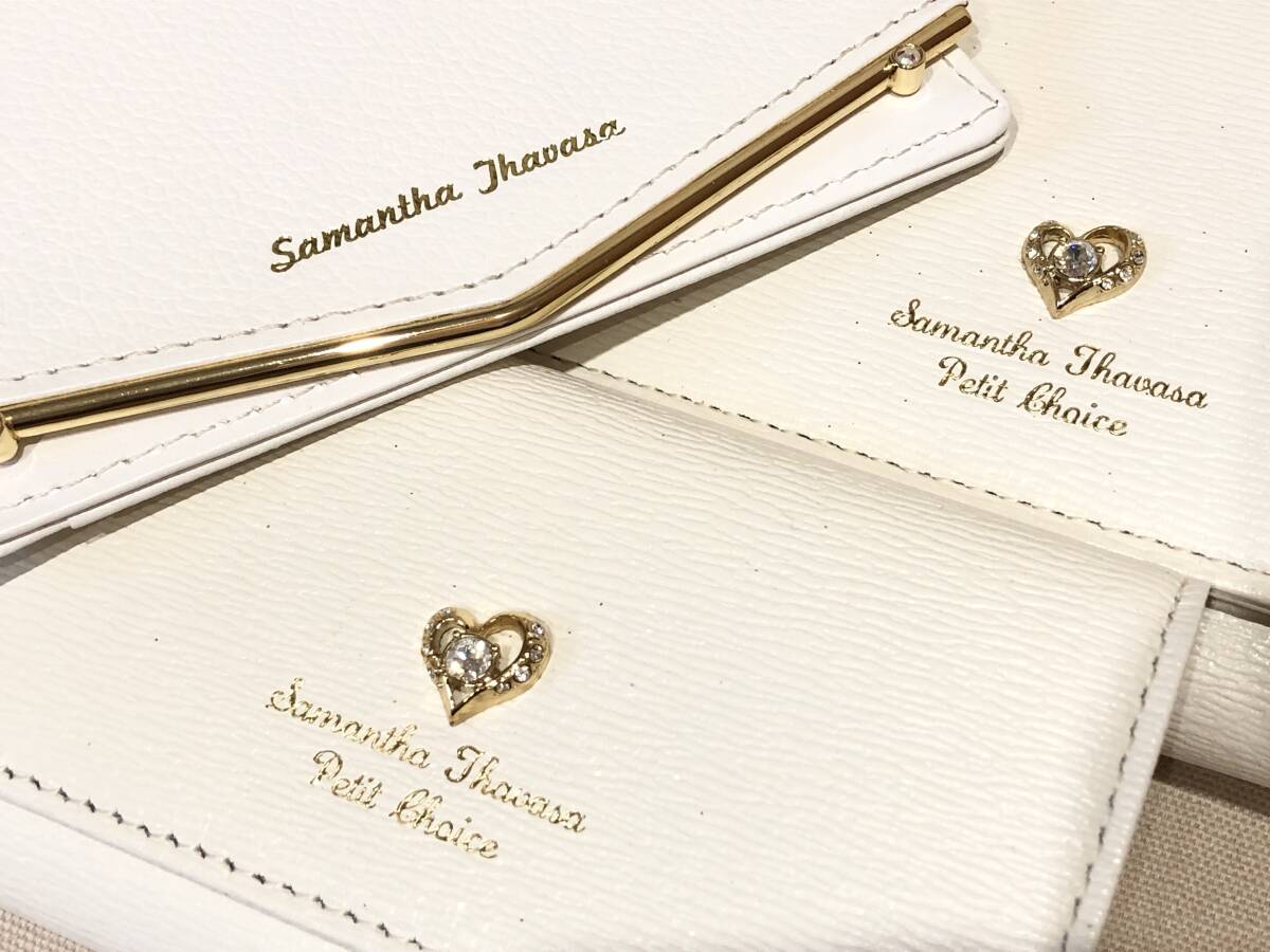 4-47[ used beautiful goods ] Samantha Thavasa Samantha Thavasa three folding purse * key case * pass case white 3 piece set 