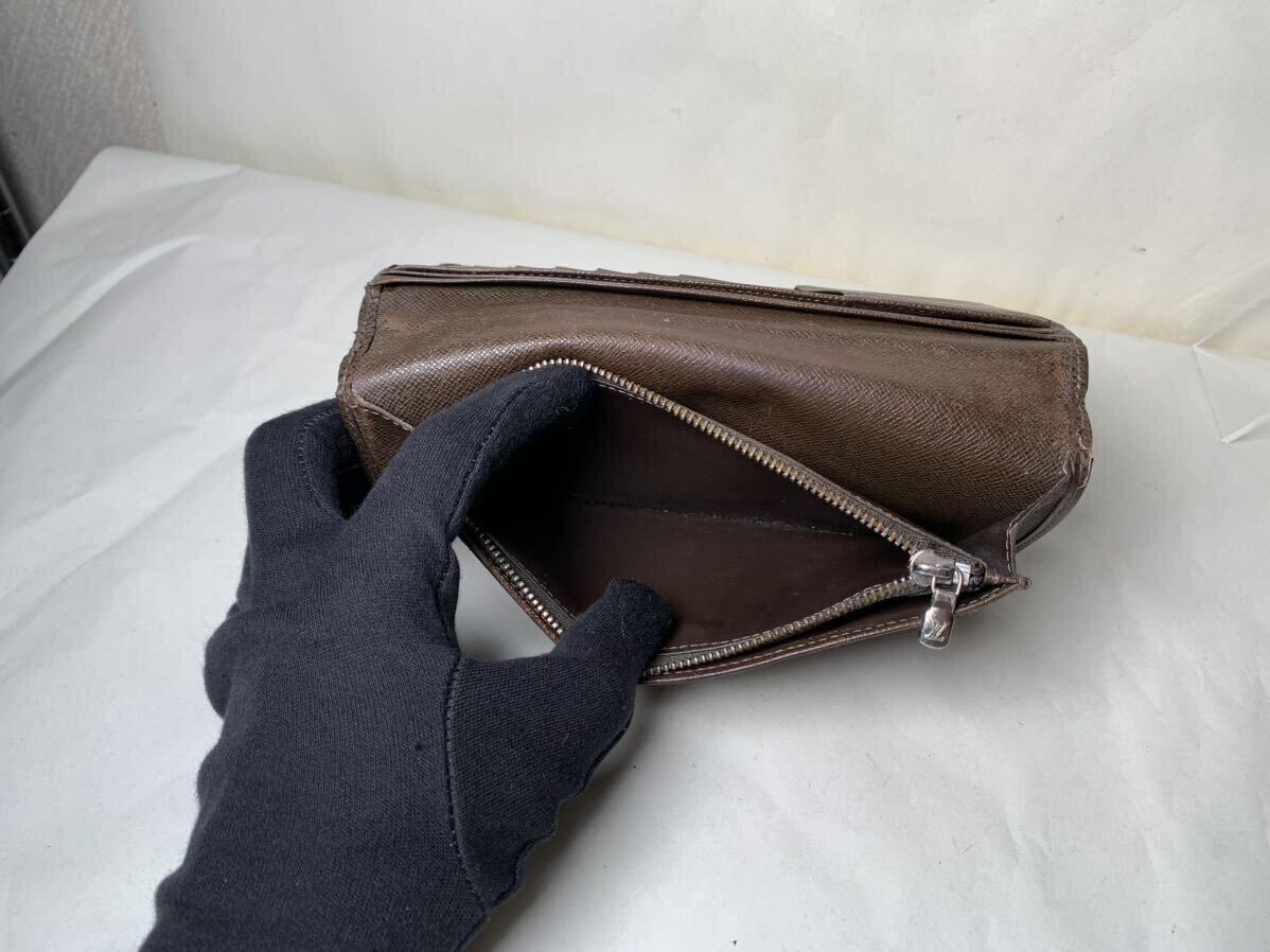 646 1円 ■美品■ LOUIS VUITTON ルイヴィトン M30501 タイガ ポルトフォイユ ブラザ 二つ折り 長財布 ウォレット メンズ ブラウン系の画像9