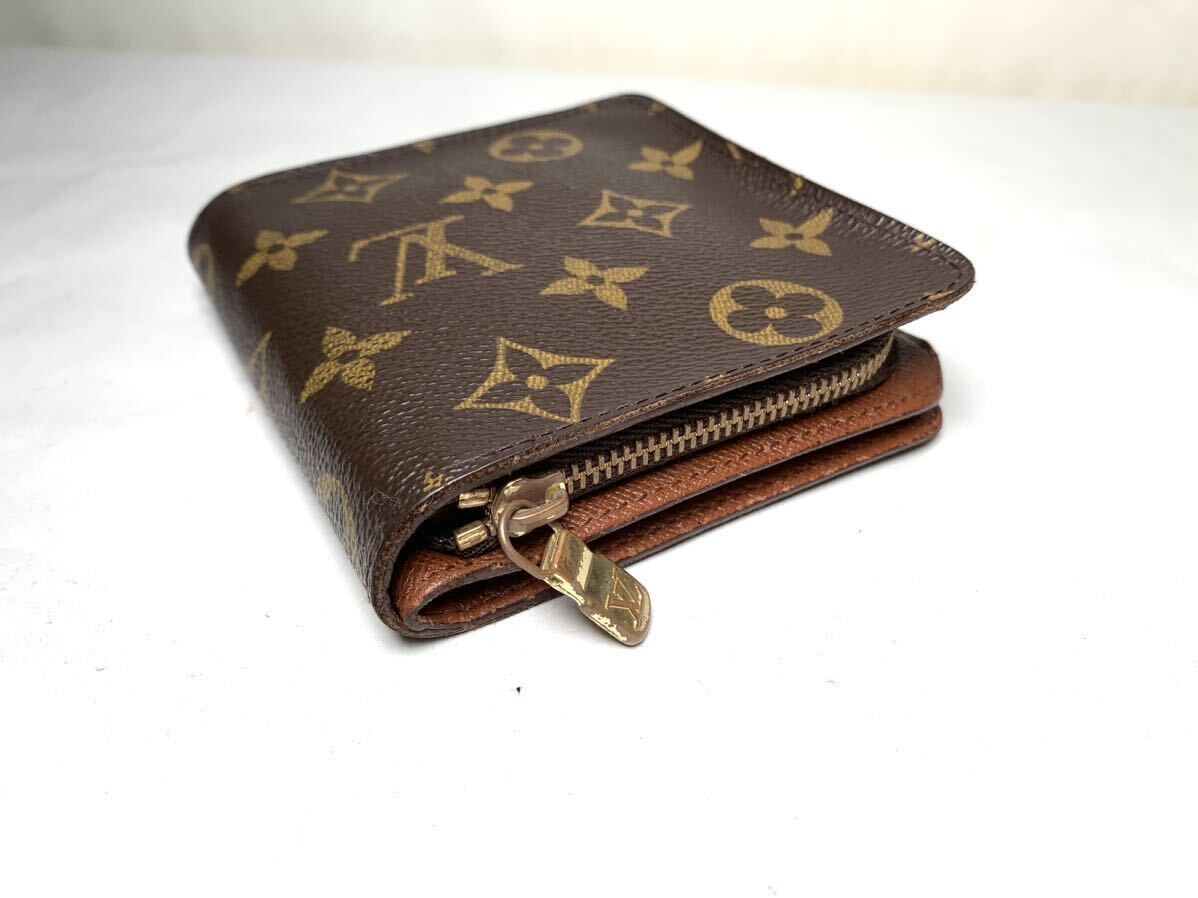 651 美品 1円 LOUIS VUITTON ルイヴィトン M61667 モノグラム コンパクトジップ 二つ折り 財布 ウォレット レディース メンズ ブラウン系 _画像5