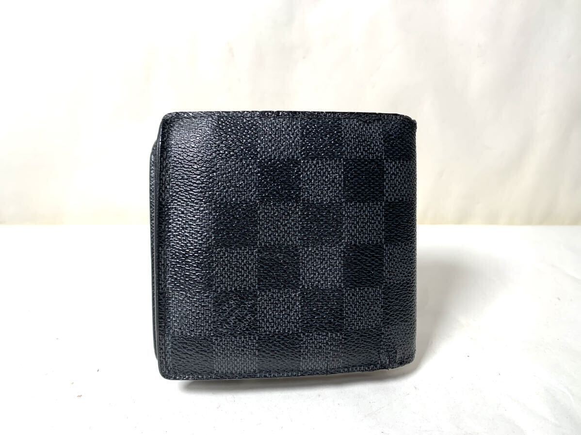 593 1円 ■ LOUIS VUITTON ルイヴィトン N62664 ダミエグラフィット ポルトフォイユマルコ 二つ折り 財布 ウォレット ブラック系の画像2