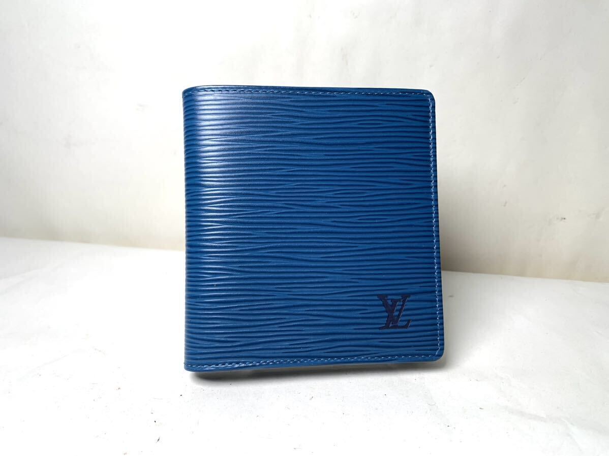 未使用1円 LOUIS VUITTON ルイヴィトン ミュルティ エピ ポルトフォイユ マルコ 二つ折り 財布 ウォレット メンズ 札入れ ブルー 青系の画像1