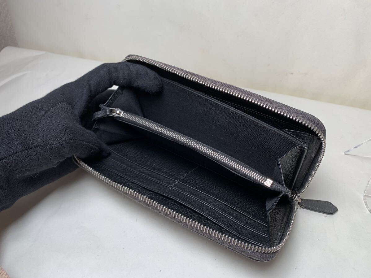  использование всего лишь превосходный товар Fendi длинный кошелек мужской FENDI раунд застежка-молния темный серая отстрочка 7M0210 машина f кожа новая модель бумажник кошелек 