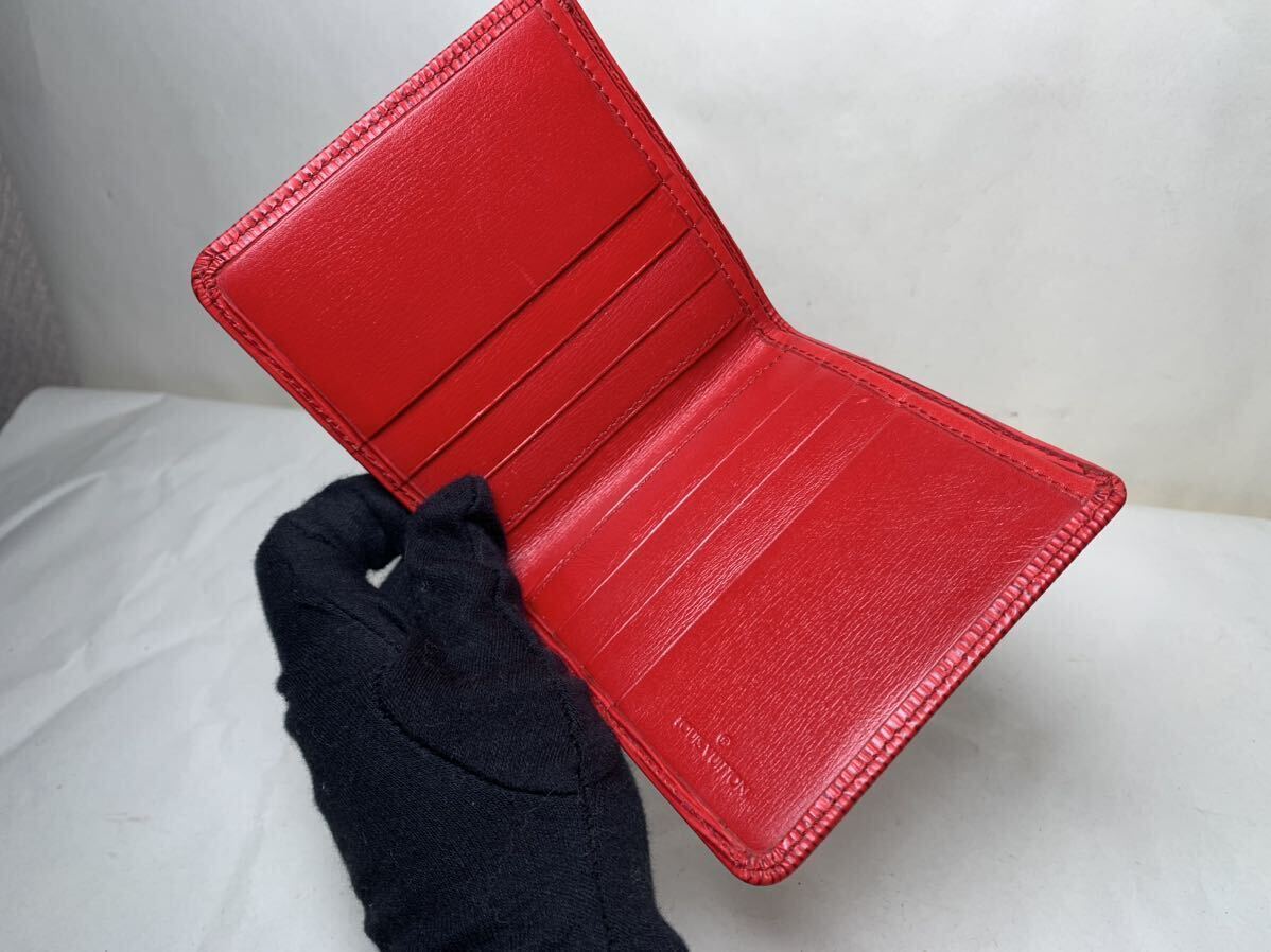 未使用に近い LOUIS VUITTON ルイヴィトン ミュルティ エピ ポルトフォイユ マルコ 二つ折り 財布 ウォレット メンズ 札入れ レッド 赤の画像8