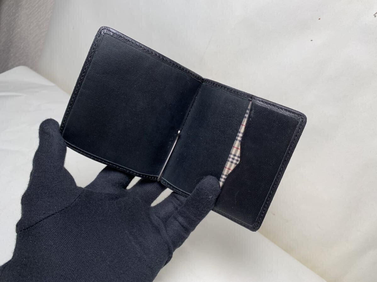  【美品】Burberry バーバリー マネークリップ レザー ノバチェック 財布 ブラック黒 二つ折り ノバチェック 札入れ メンズ カードケース_画像7
