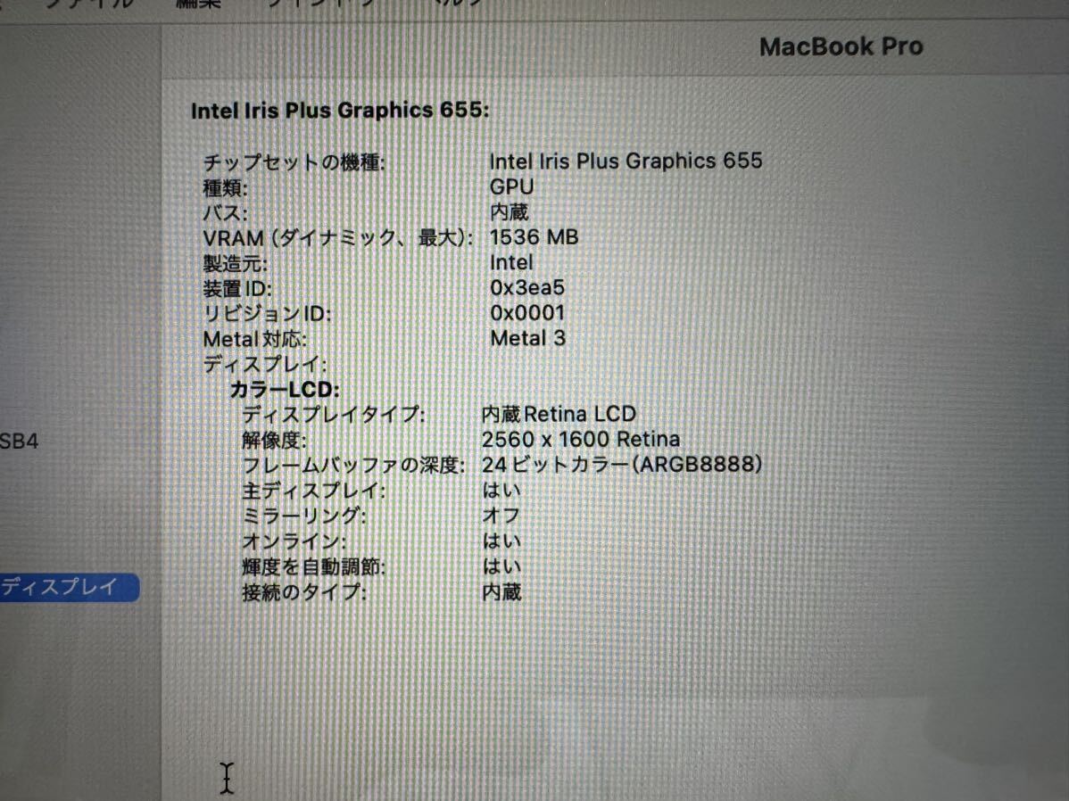 MacBook Pro 2018 A1989 メモリ16GB まあまあ美品 おまけ多数 少々不具合もの画像8