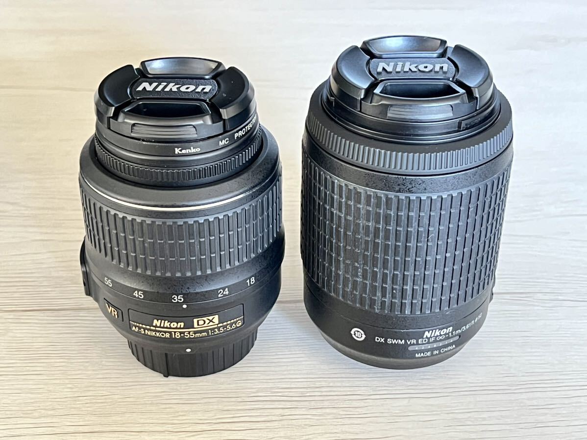 Nikon ニコン D3200 ダブルズームキット ブラック 18-55mm 55-200mm バッテリー 充電器付き_画像5