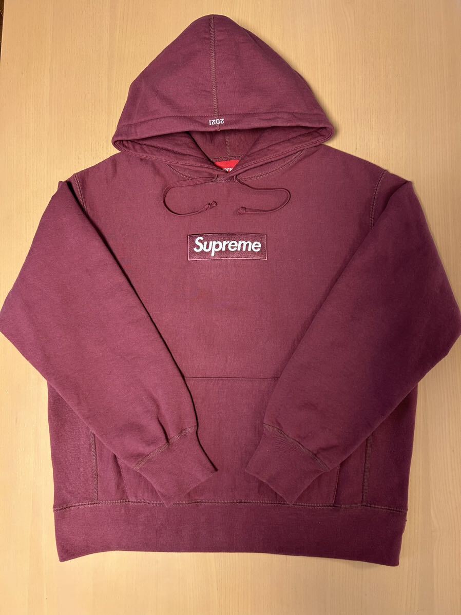 Supreme／21AW Box Logo Hooded Sweatshirt／シュプリーム　ボックスロゴフーデッドスウェットパーカー　プルオーバー　プラム　Sサイズ_画像1