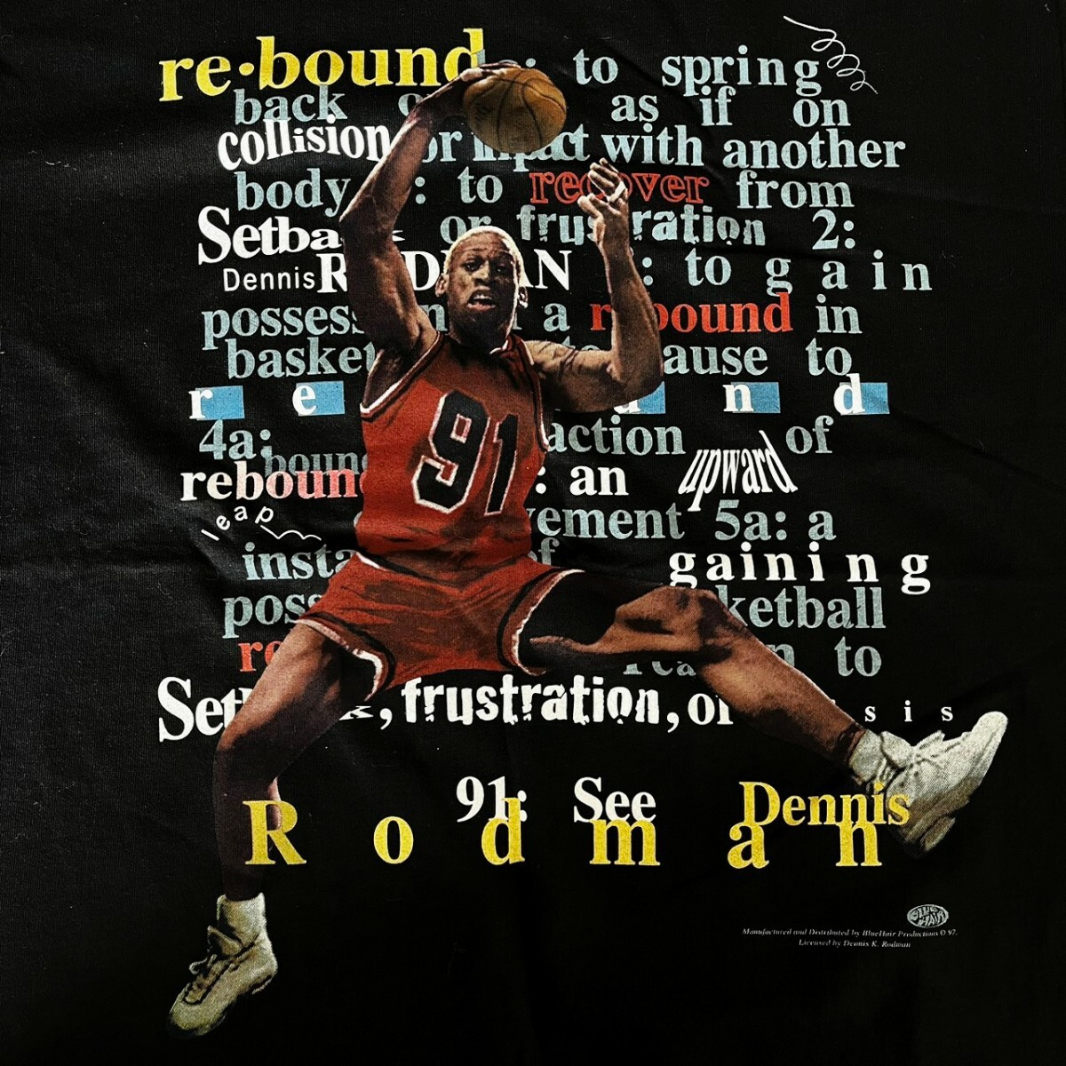 デットストック USA製 90s ヴィンテージ デニス ロッドマン Tシャツ ビンテージ バスケット シカゴブルズ VINTAGE 80s 古着 NBA レアの画像4