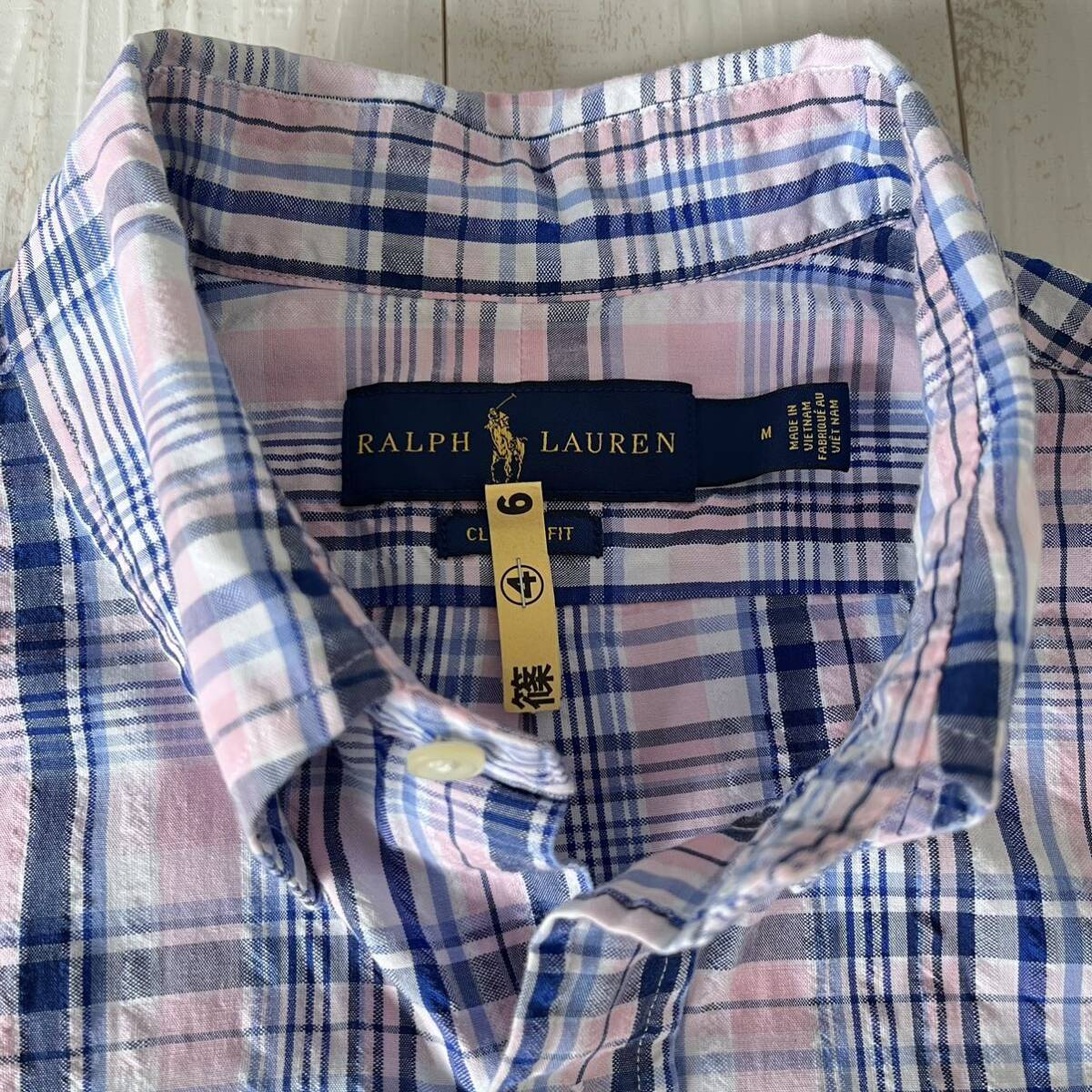 百貨店購入 美品 ポロラルフローレン POLO RALPHLAUREN チェック ボタンダウンシャツ 半袖シャツ ラルフローレン Mサイズ ポニーの画像5