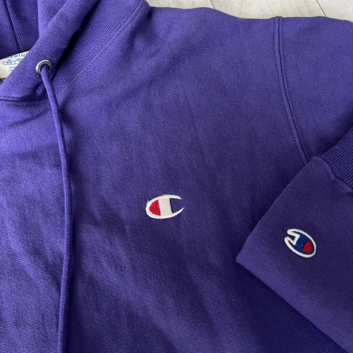 Champion チャンピオン リバースウィーブ スウェット パーカー サイズ XL パープル 紫 単色タグ ビンテージ 古着 90s 00s USA の画像4