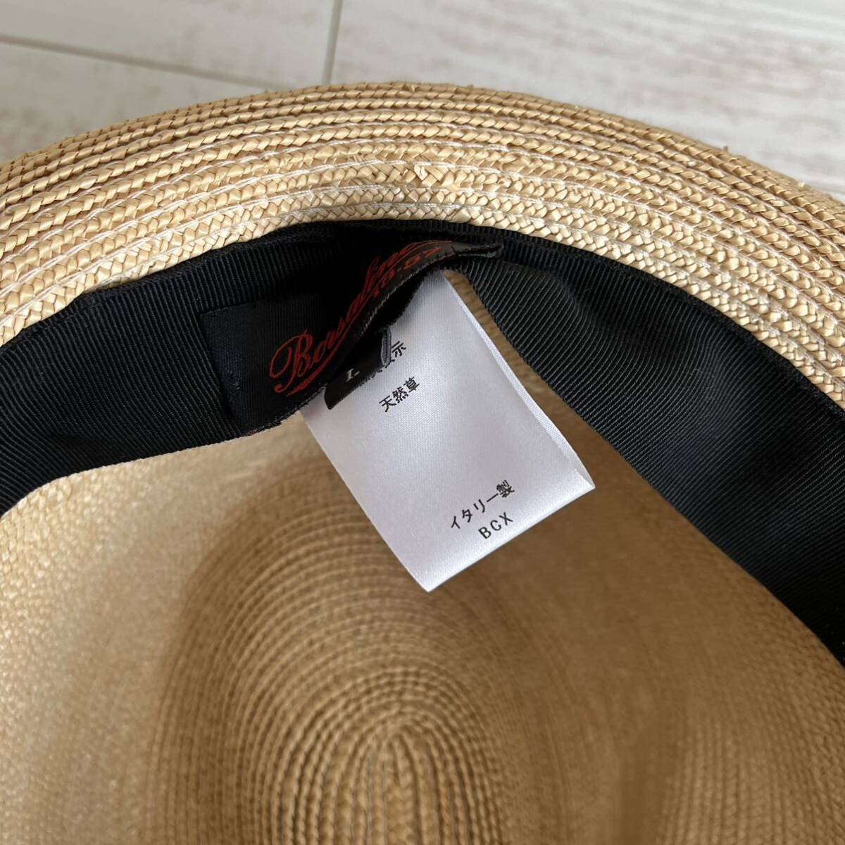 美品 ボルサリーノ Borsalino ストローハット 麦わら帽子 中折れハット パナマハット イタリア製 正規品 帽子 綺麗 メンズの画像10
