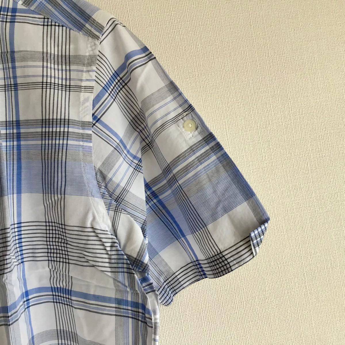 【無印良品】クリーニング済　L2枚セット　 半袖シャツ　 チェック　 シャツ　MUJI　良品計画　 半袖　 ブルー
