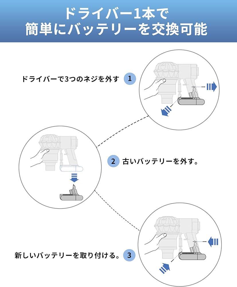 Dyeetic ダイソン バッテリー BB1200 V10 SV12 掃除機用交換バッテリー ダイソン V10 Fluffy/Animal/Absolute/Motorheadなど対応の画像6