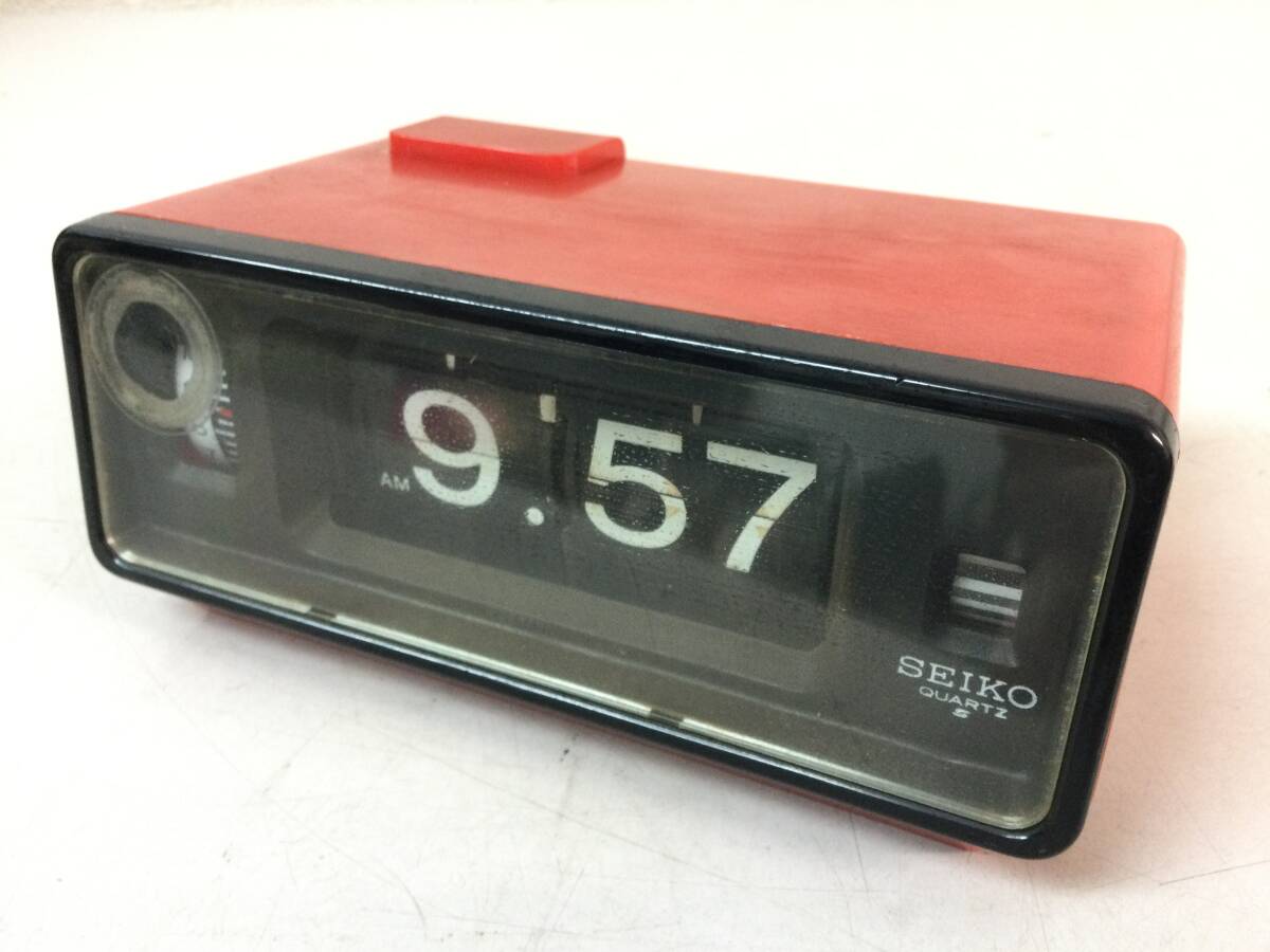 SEIKO セイコー パタパタ時計 目覚まし時計 QUARTZ QN450R 赤 レッド 昭和レトロの画像1