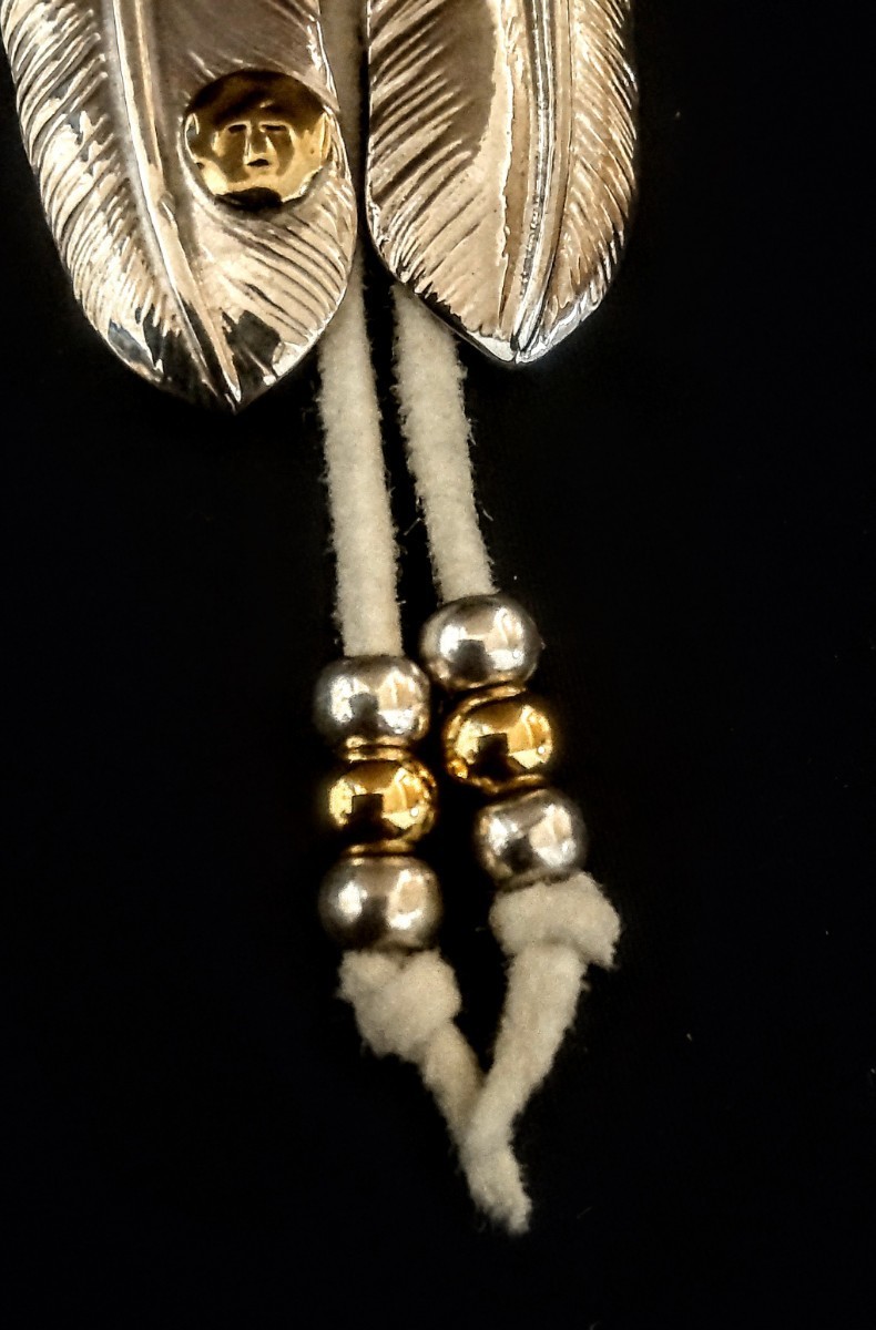 美品 金縄ターコイズ特大&金メタル付き特大フェザー SV 美品 金縄ターコイズ特大&金メタル付き特大フェザー SV