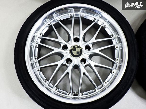 【 キレイ!! 】 【 BMWサイズ!! 】社外 メーカー不明 18インチ 8J +35 9J +40 PCD 120 5H 5穴 225/40 255/35 タイヤホイール 4本 即納棚32Aの画像4