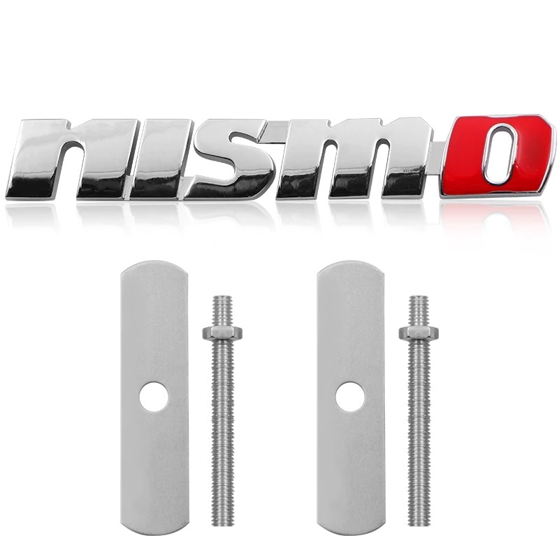 【送料込】日産 NISMO 3Dエンブレム Fグリル用 縦2cm×横12.5cm シルバー 金属製 ニスモの画像1