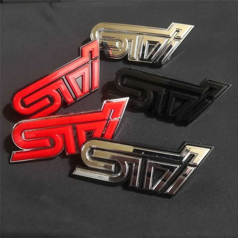 [ включая доставку ]STI 3D эмблема (F решётка для ) красный | черный длина 4cm× ширина 8cm Subaru 