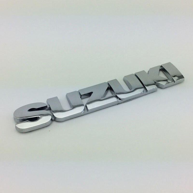 【送料込】SUZUKI(スズキ) 3Dエンブレム(両面テープ付) メッキシルバー 縦2.5cm×横15.2cm プラスチック製 _画像1